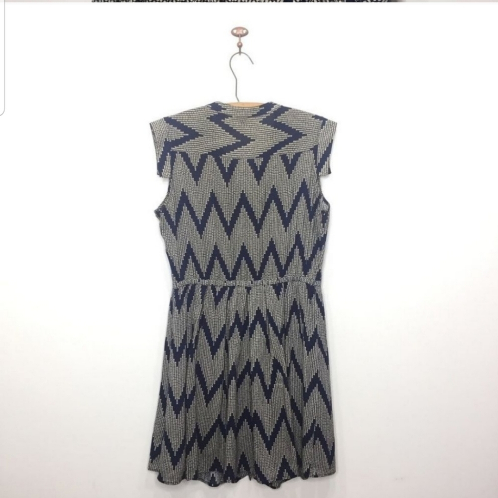 Anthro 11.1.THYLO blue chevron button front dress